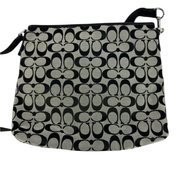 COACH Canvas Signature Monogram Crossbody Black Grey - Picture 2 of 9